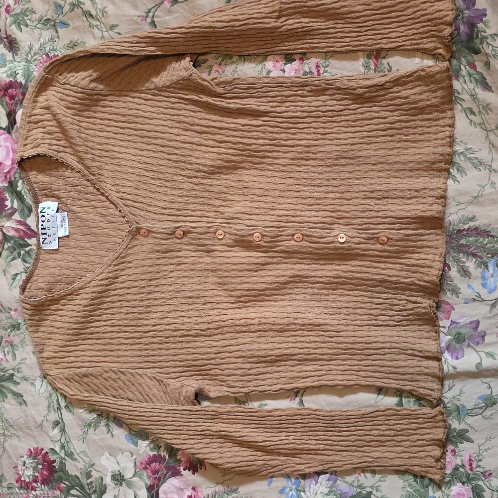 Nipon Boutique Tan Button-Up Cardigan